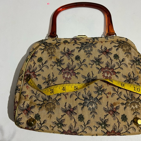 Vintage Floral Tapestry Framed Rose Victorian Handbag Purse JR Miami Art Deco - Picture 8 of 12